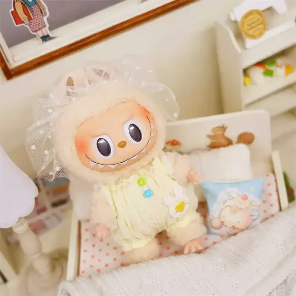 high quality labubu doll clothing yellow bunny pajamas