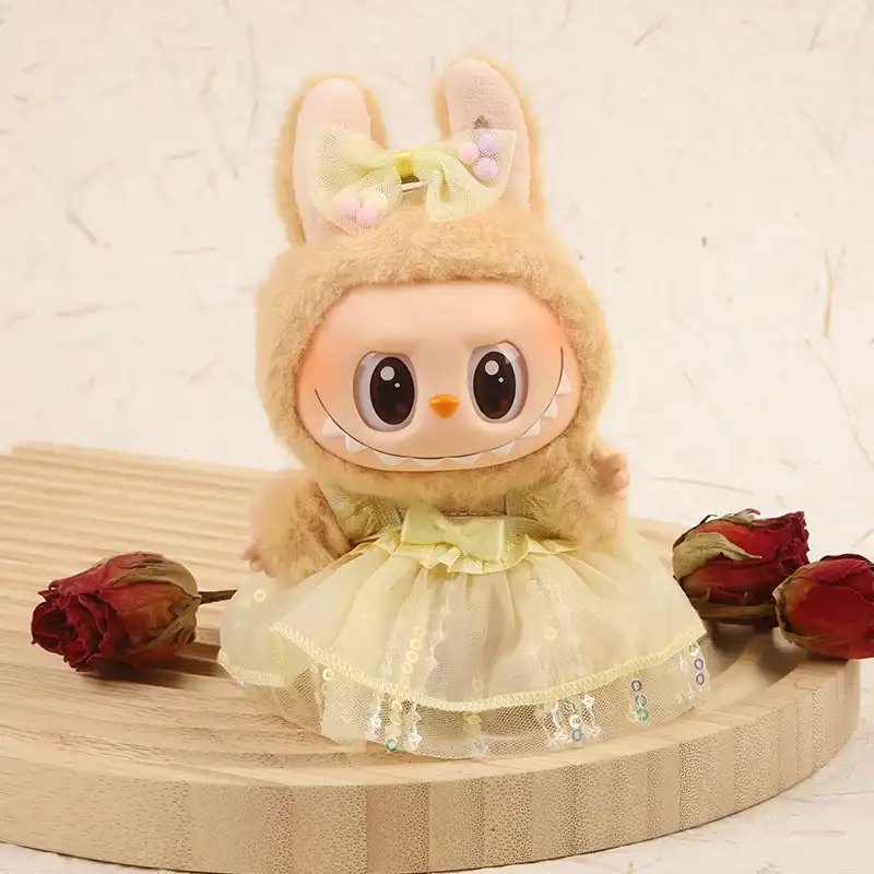 high quality labubu doll dress with satin ribbon bow