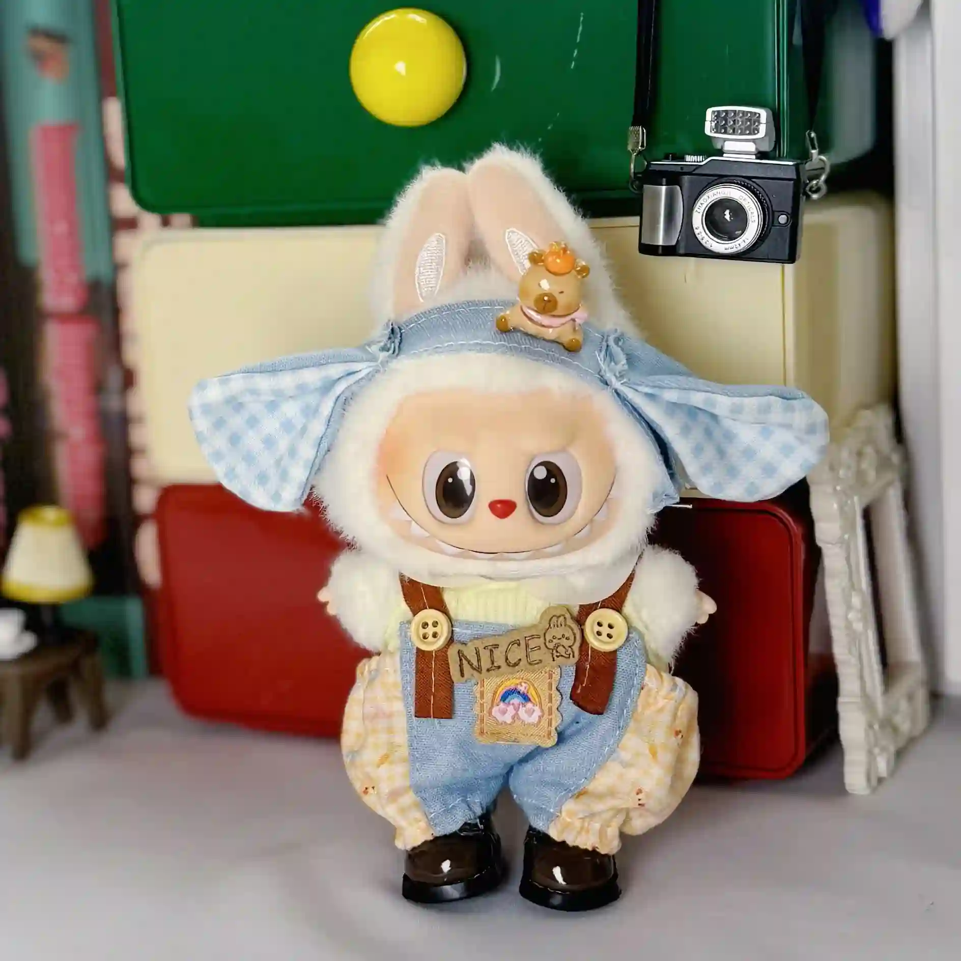 high quality labubu doll outfit set including teddy bear