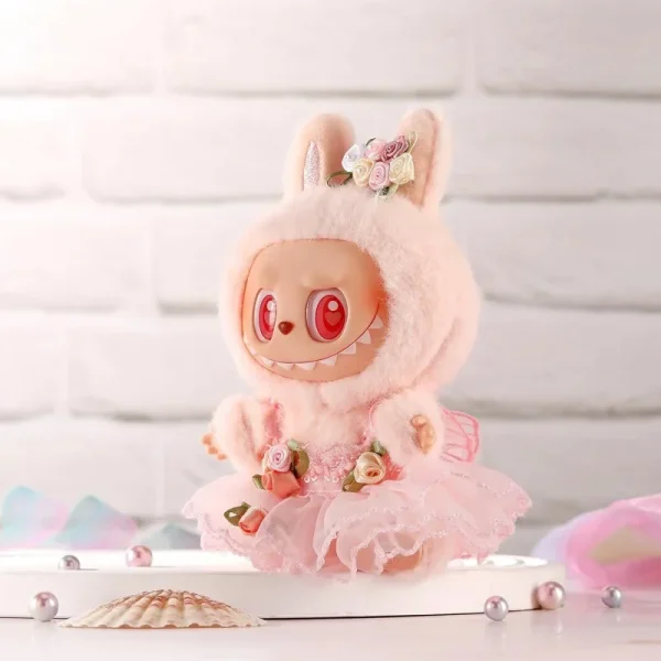 high quality labubu doll pink bunny costume outfit