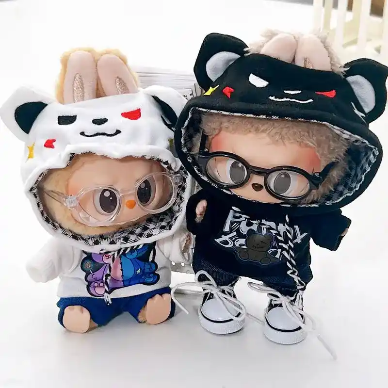high quality materials 17cm labubu doll bear hoodie outfit