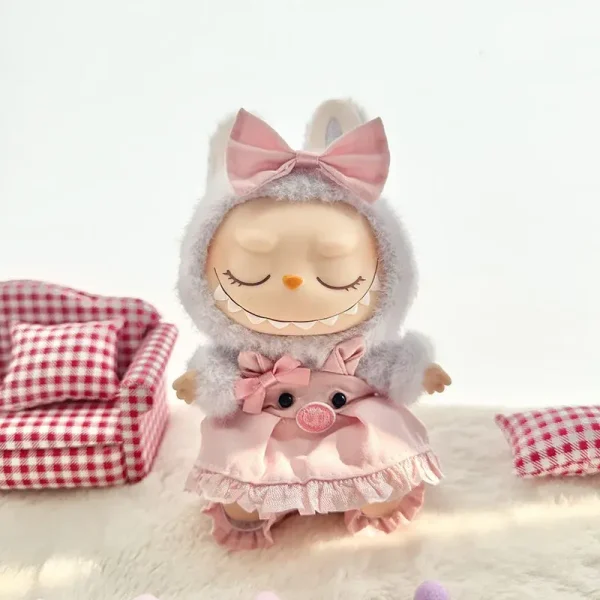 high quality pink bunny dress for labubu collectible doll