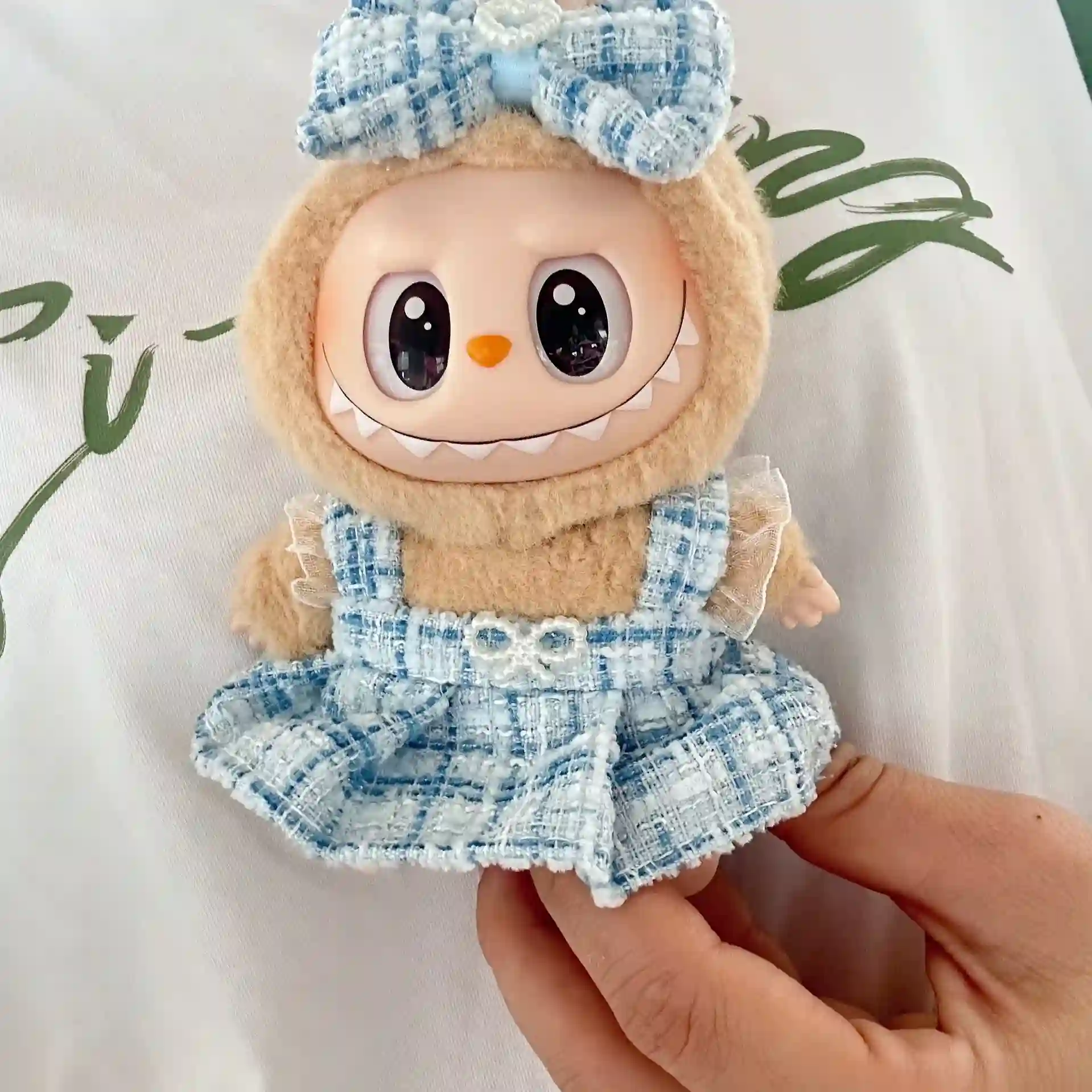 high quality plaid dress for 17cm Labubu doll outfit set