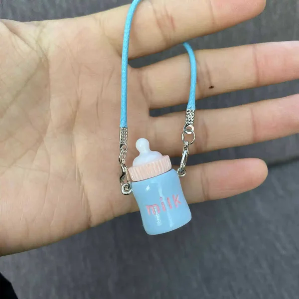 high quality plastic pastel milk bottle keychain for labubu
