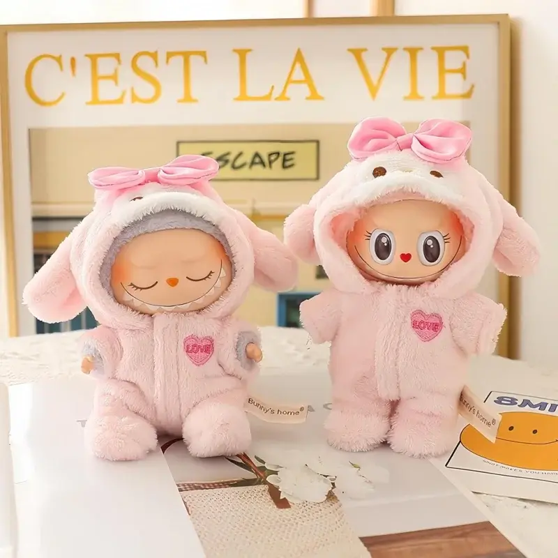 high quality plush bunny outfit for 15cm and 17cm labubu