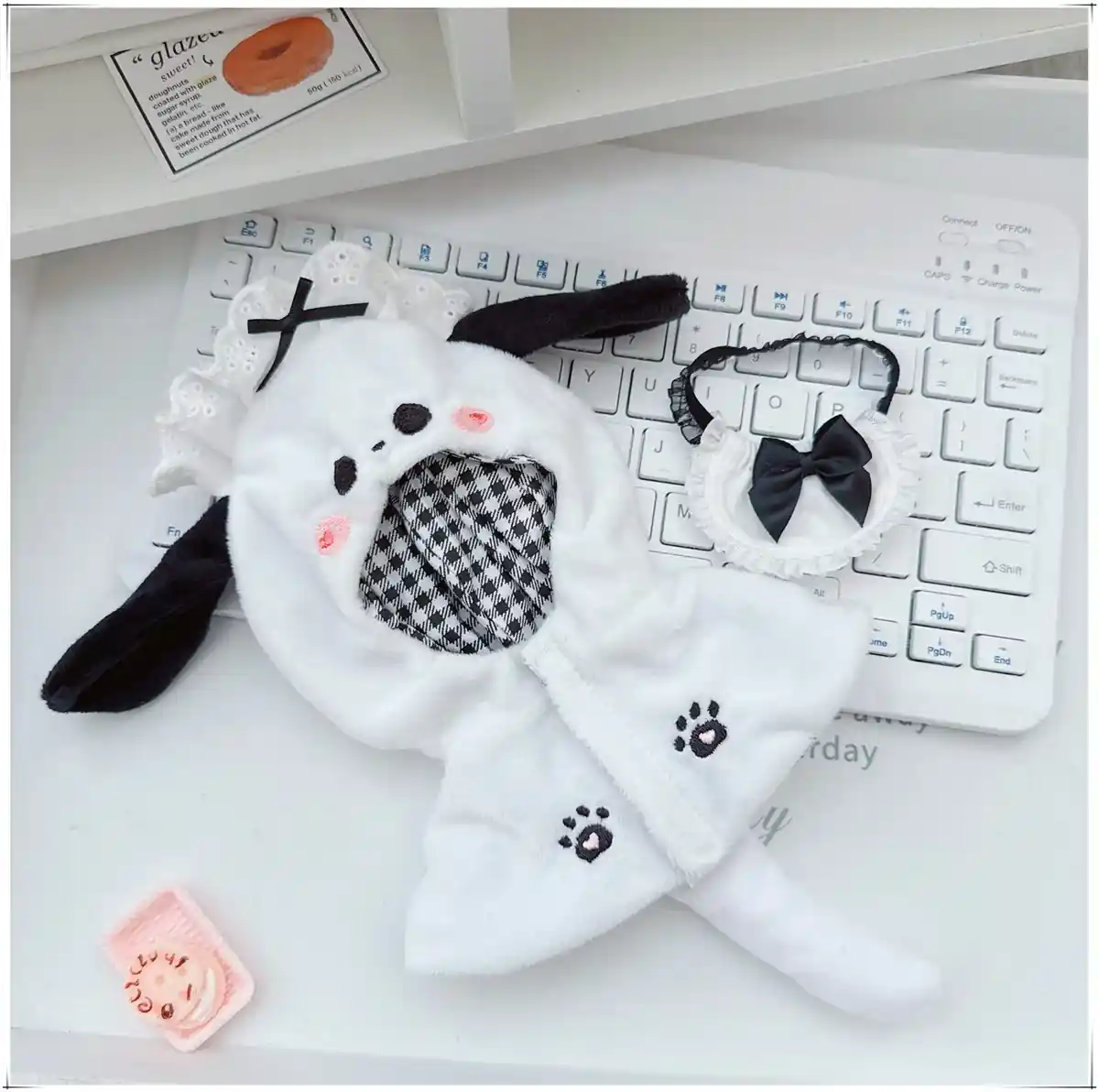 high quality plush cotton labubu doll cloak black cat maid outfit