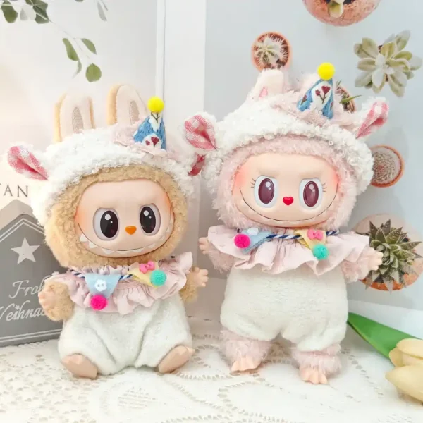 high quality plush fabric Labubu bunny costume 15 17cm dolls