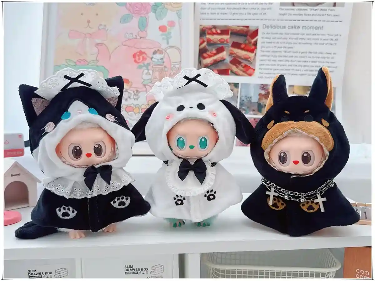 high quality plush labubu animal hooded cloak for 15 17cm dolls