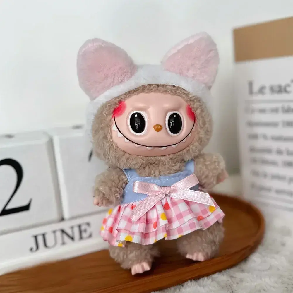 high quality soft cloth 17cm Labubu doll hoodie outfit