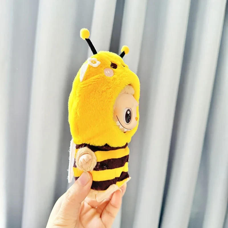 high quality soft plush bee clothes for 17cm Labubu