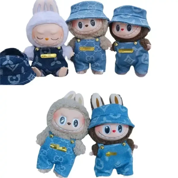 high quality stitched denim outfit for 17cm Labubu doll gift