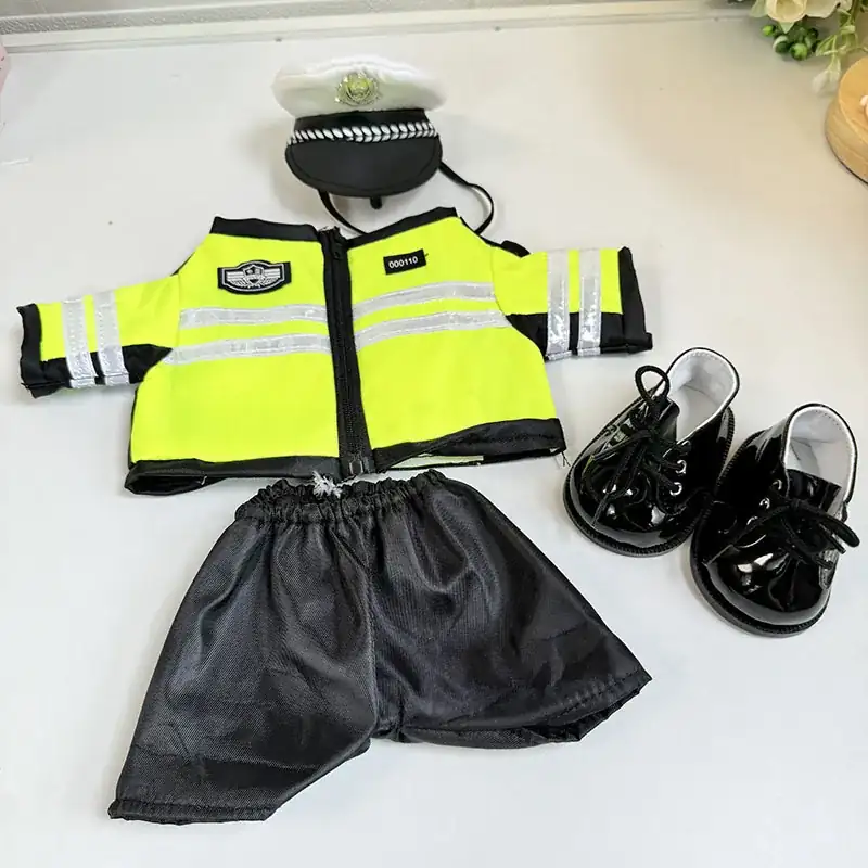 high visibility yellow black labubu police uniform