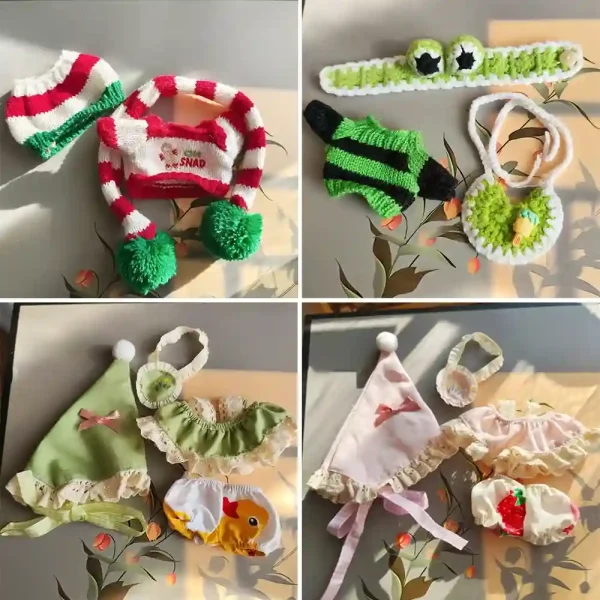 holiday photo prop 17cm labubu doll knitted christmas outfit
