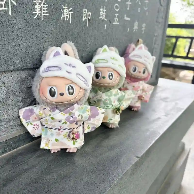 japanese style kimono sleep mask and shorts for 17cm Labubu