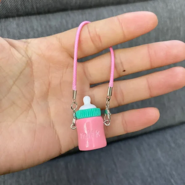 kawaii pastel milk bottle keychain for labubu doll display