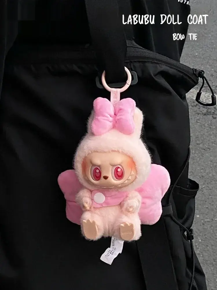 kawaii pink bunny costume for 17cm Labubu waifu doll
