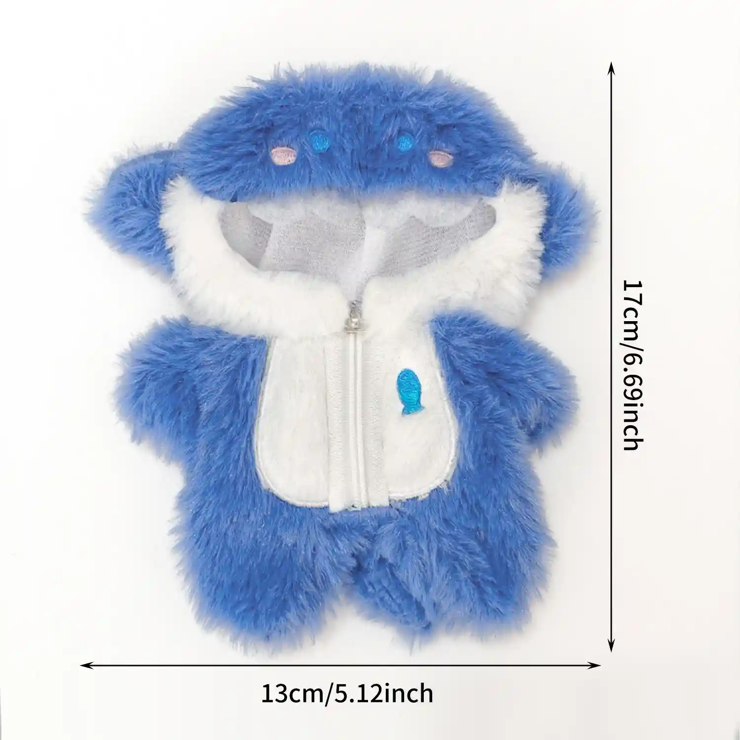 kawaii shark onesie for 17cm Labubu mini doll