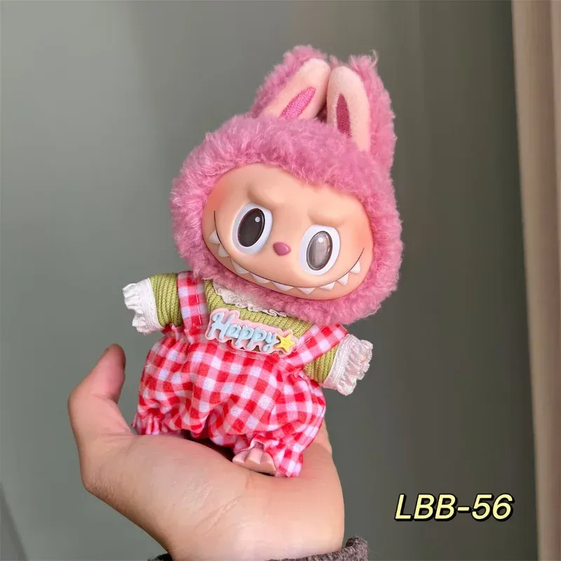 labubu 17cm doll clothes denim and striped combo