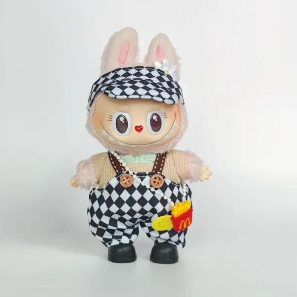 labubu 3 piece clothing set including overalls top and hat accessory