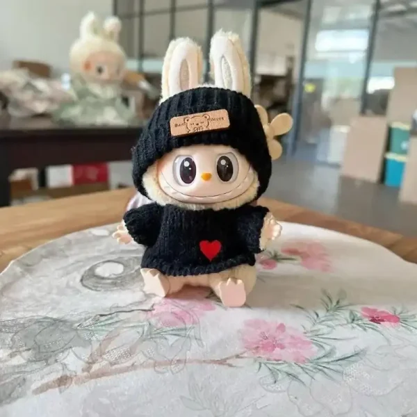 labubu bear hat love sweater set doll clothing accessory