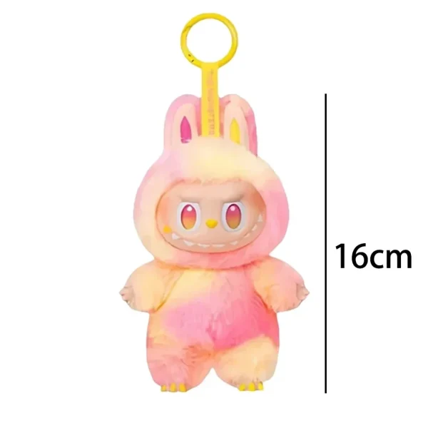 labubu bunny costume keychain featuring star and black hole eyes