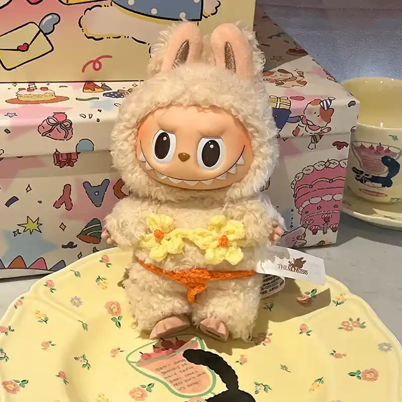 labubu bunny doll 15cm 17cm hawaiian outfit 3 piece set