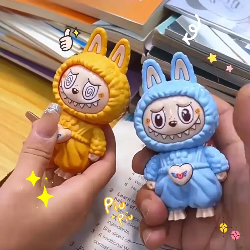 labubu bunny keychain with mischievous grin expression