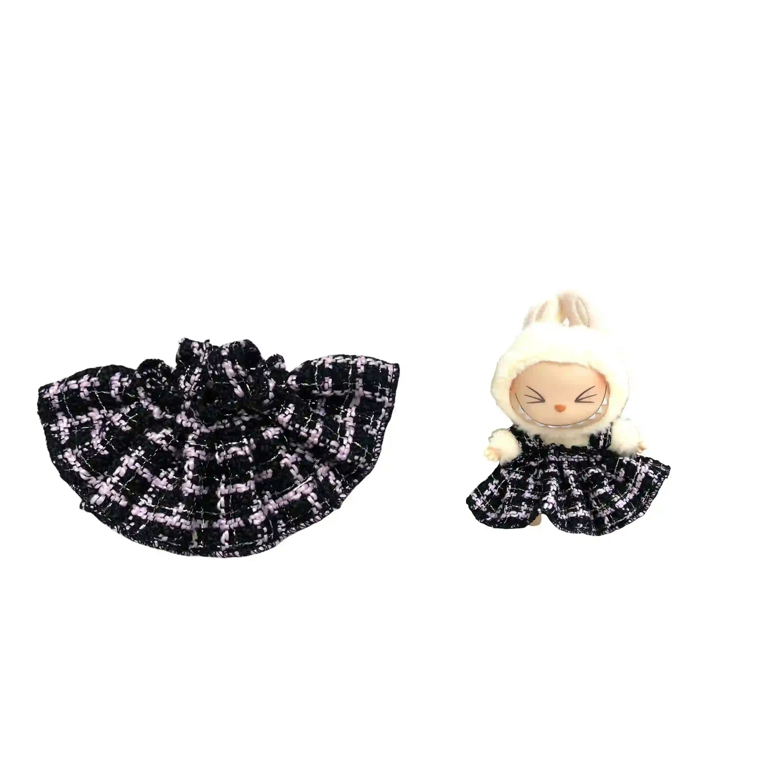 labubu bunny outfit dress hat shoes set for 17cm v1 v2 doll scaled