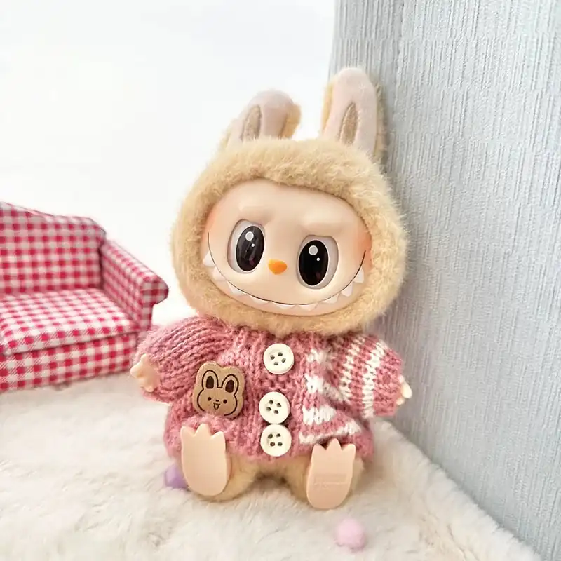 labubu bunny outfit set pastel colors knitted fabric