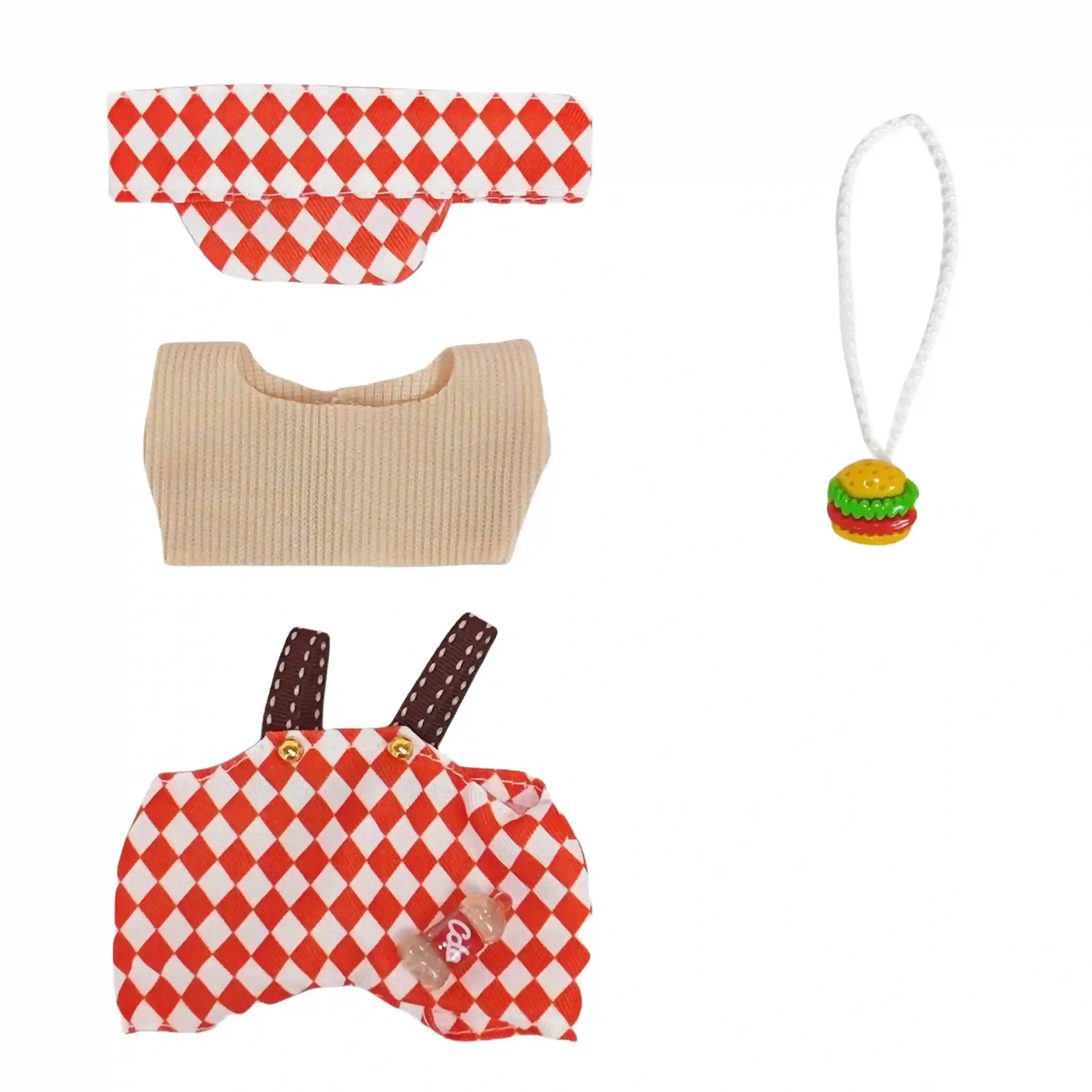 labubu checkered outfit 3 piece set for 15 17cm dolls scaled