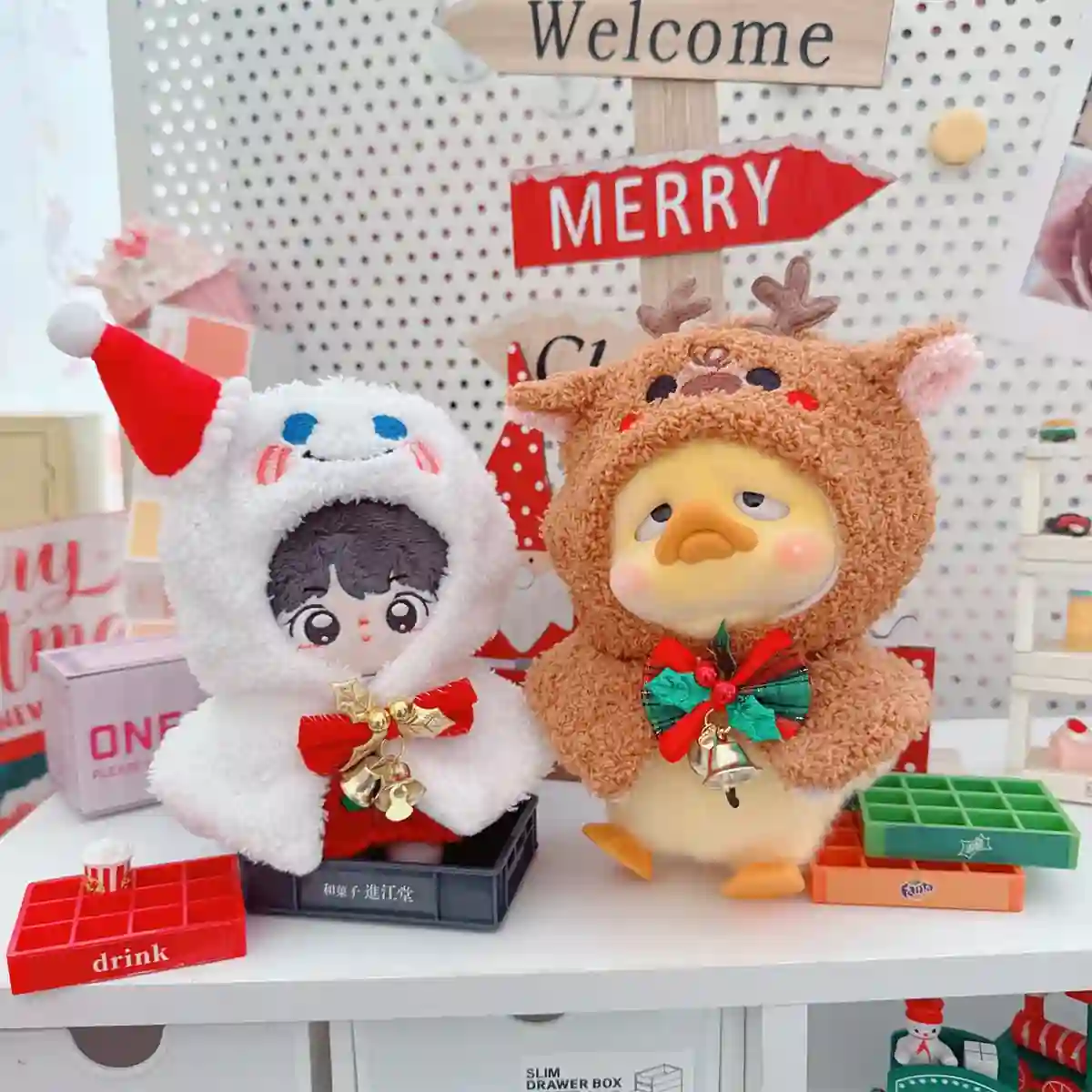 labubu christmas doll outfit set with reindeer design
