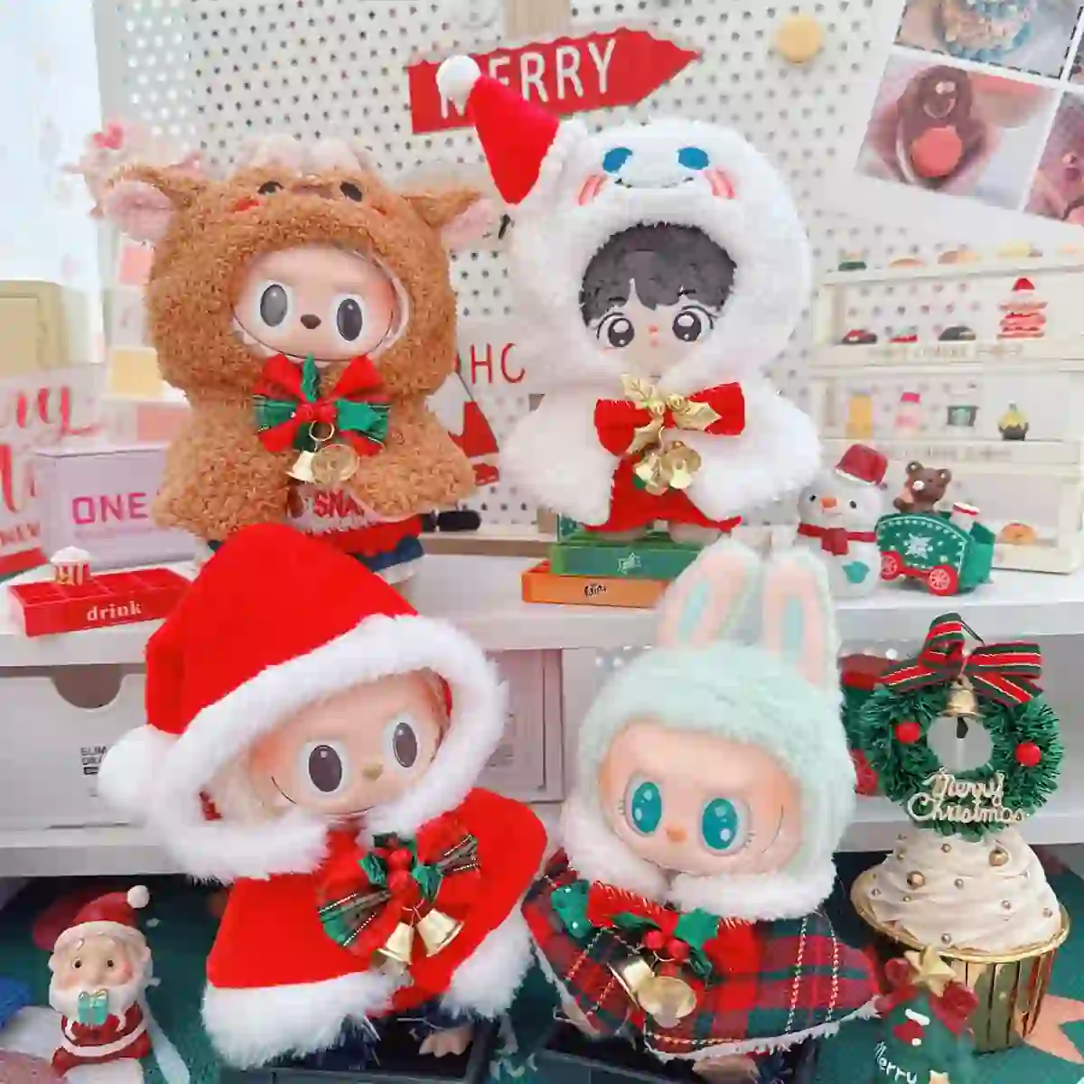 labubu christmas outfit set for 15 17cm dolls holiday gift