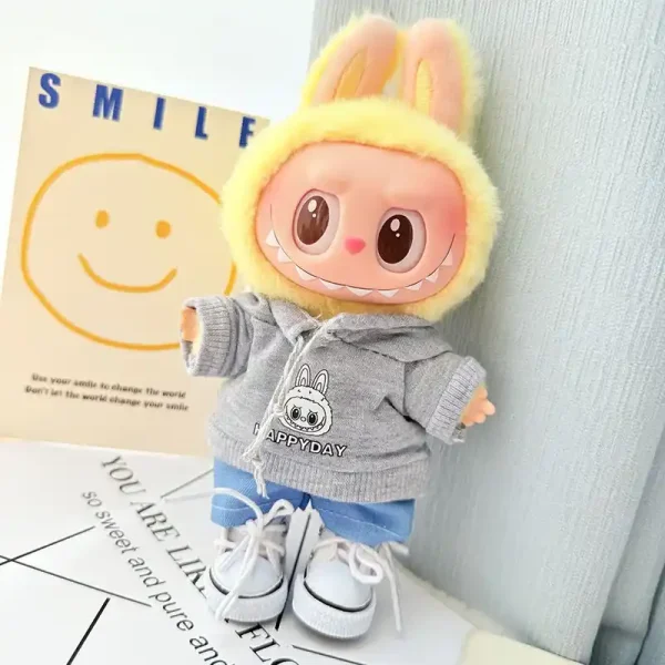 labubu clothing accessories grey hoodie set