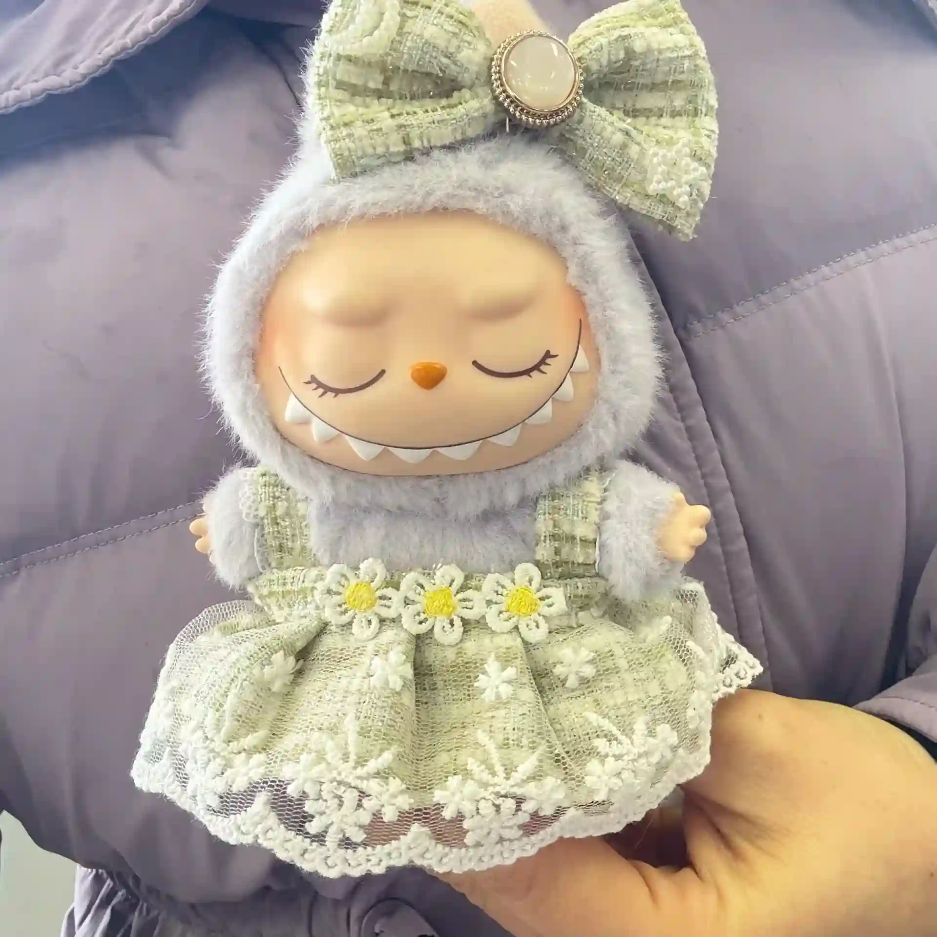 labubu daisy dress and bow outfit set for collectors