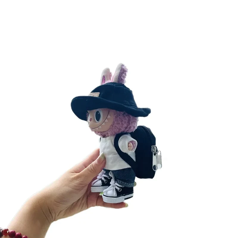 labubu doll 17cm clothes outfit bucket hat jeans shoes bag