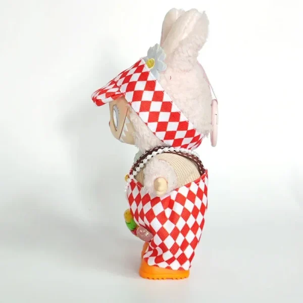 labubu doll accessories 3 piece set featuring overalls and hat