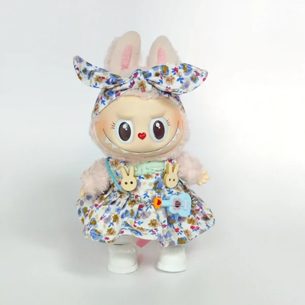 labubu doll accessories floral headband shoes ukulele