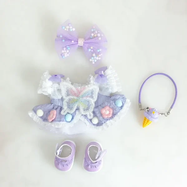 labubu doll accessories lavender butterfly dress and matching set