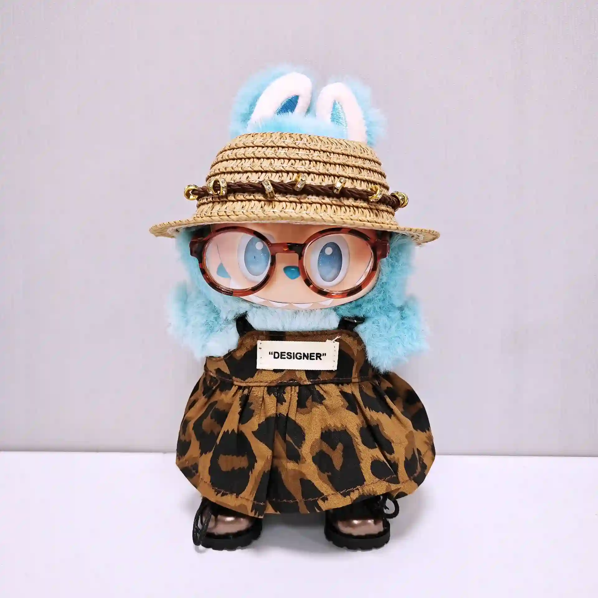 labubu doll accessories leopard print dress hat shoes 15 17cm size