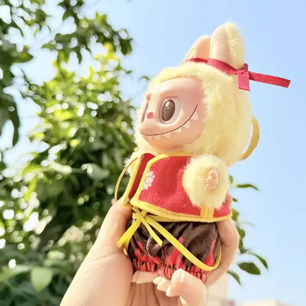 labubu doll accessories red ribbons golden circle amulet
