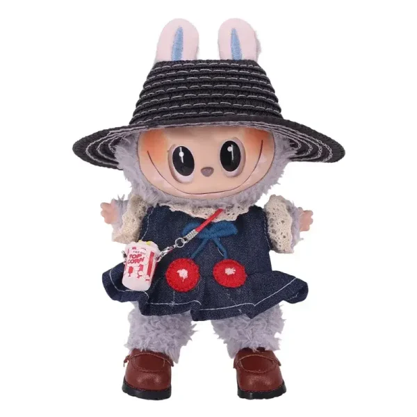 labubu doll accessories set headband canvas shoes floral dress shirt