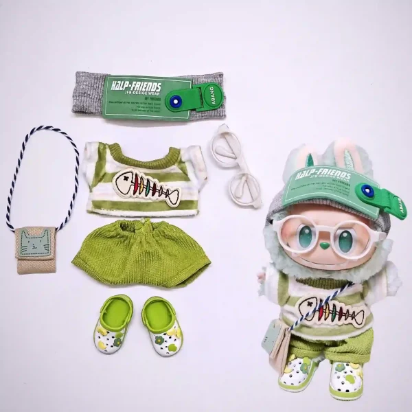 labubu doll accessories set lime green shoes and hat