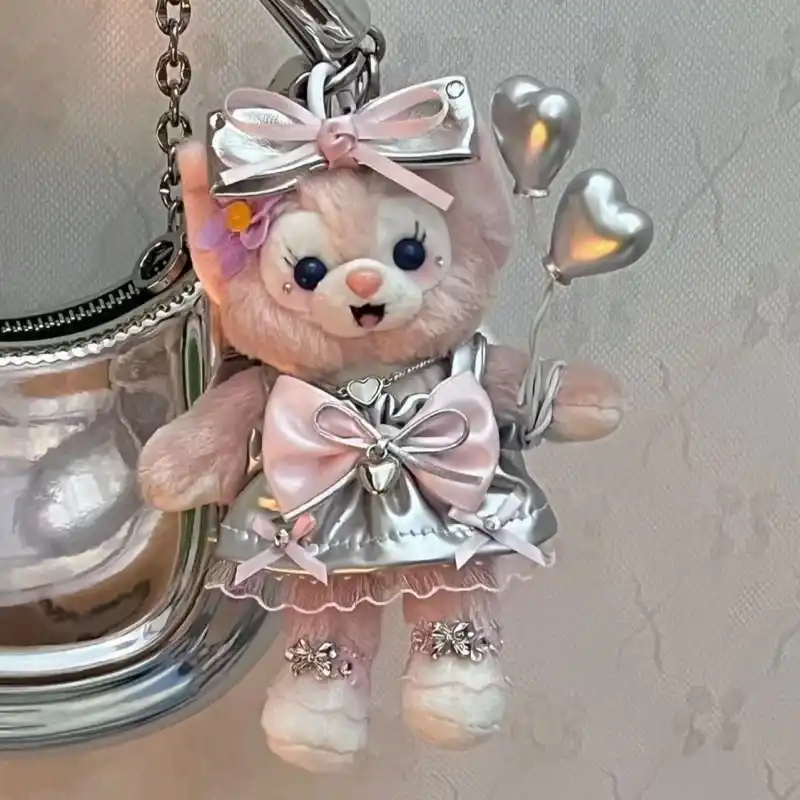 labubu doll accessory silver dress with rhinestone heart