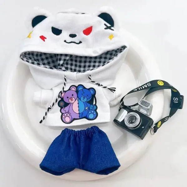 labubu doll bear hoodie outfit set for 17cm doll unique design