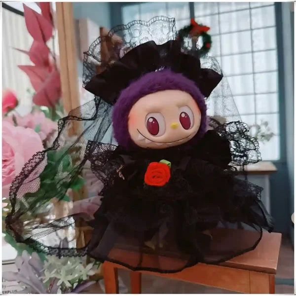 labubu doll black wedding dress perfect fit accessories
