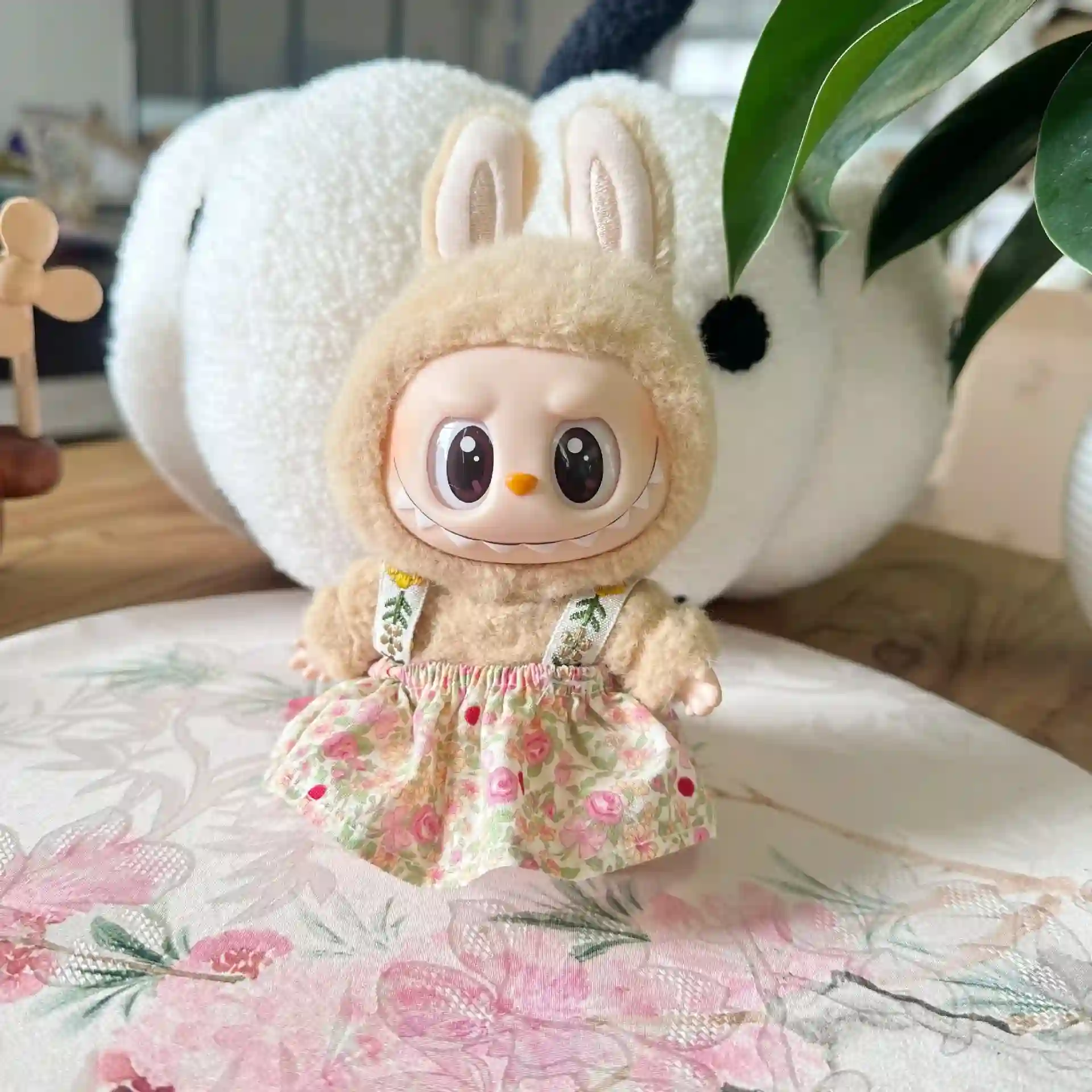 labubu doll bunny costume floral outfit 15cm v2 v3