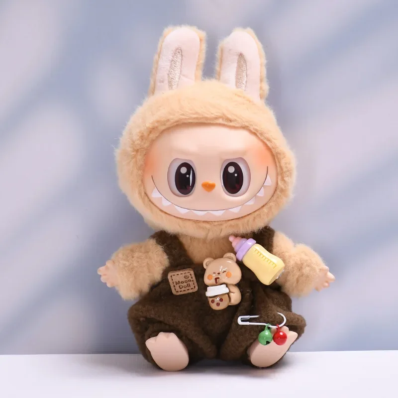 labubu doll bunny outfit set with camera and bottle charms
