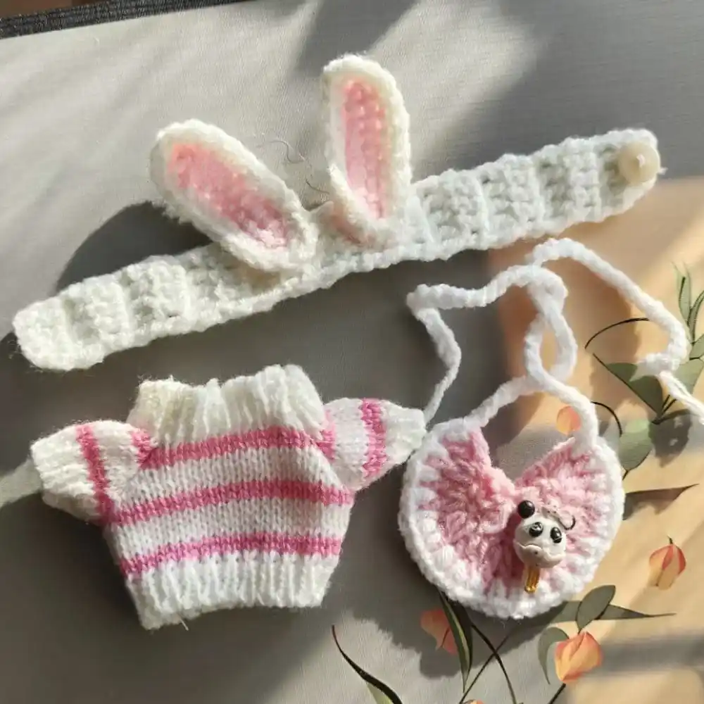 labubu doll christmas sweater hat set 17cm soft yarn