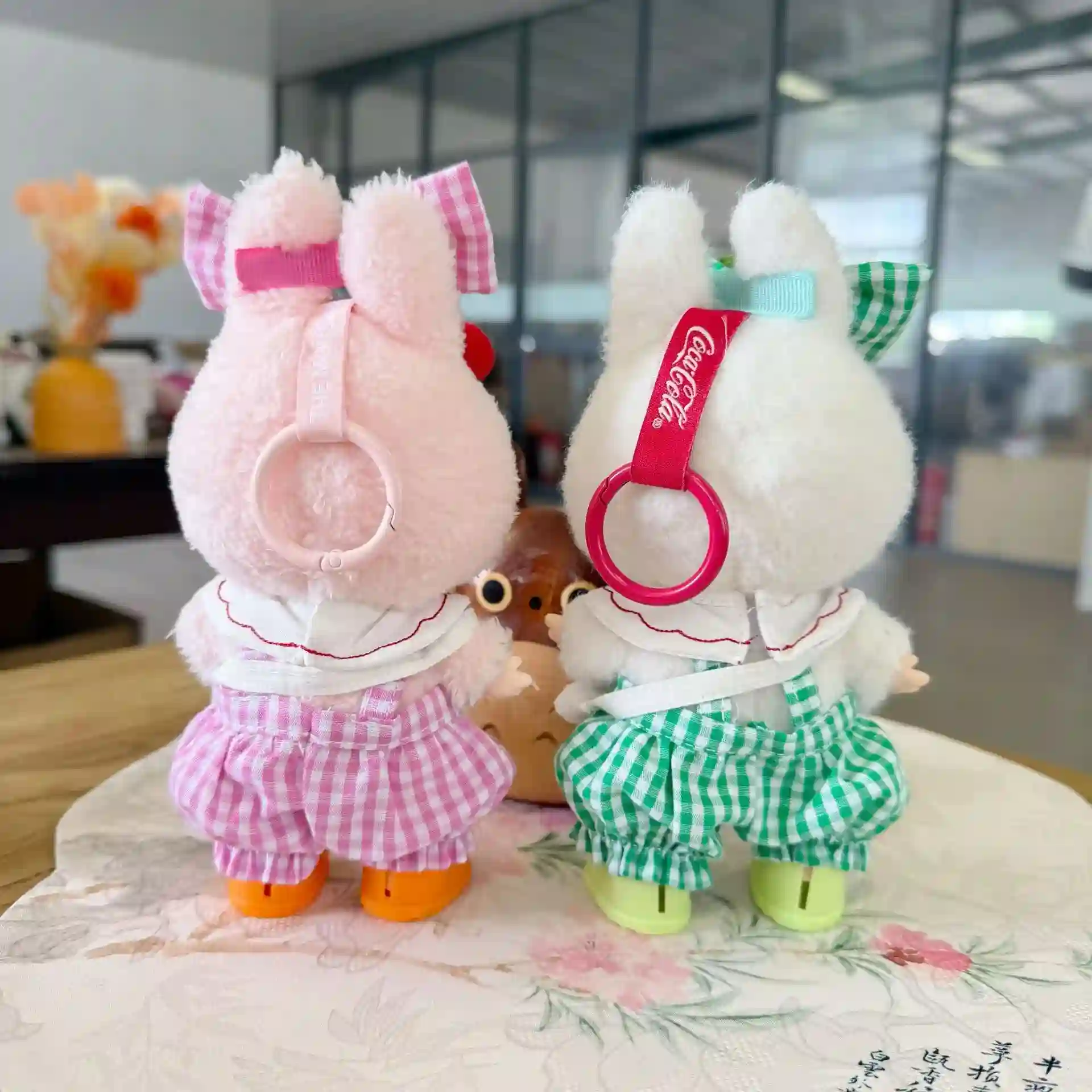 labubu doll clothes 4 piece cherry outfit gingham pattern
