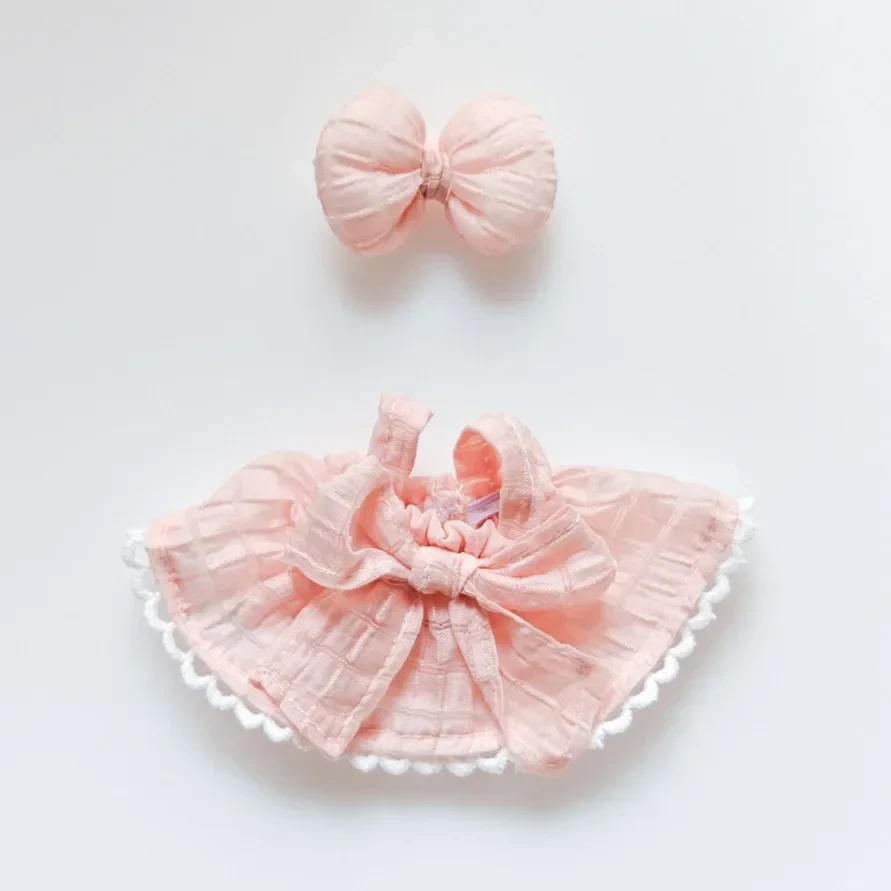 labubu doll clothes bow dress outfit set soft fabric delicate lace trim